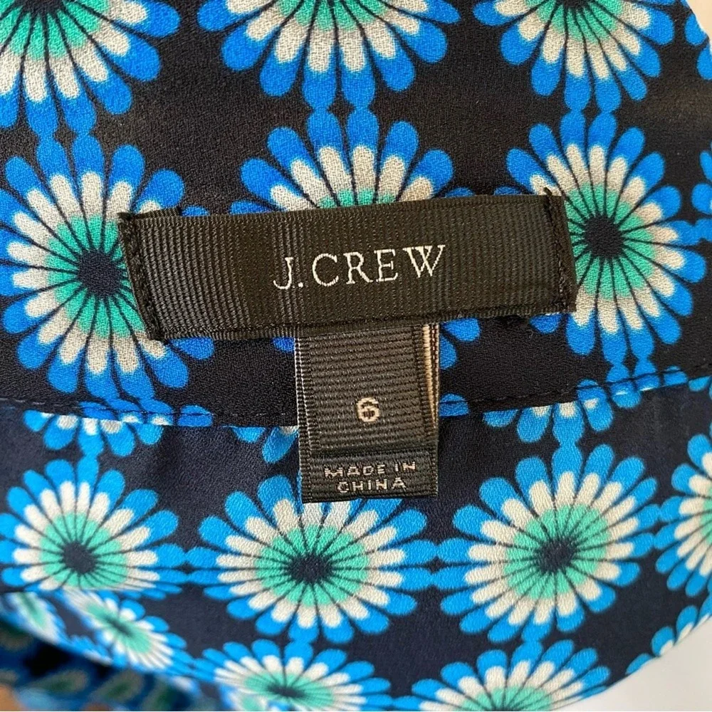 J.Crew Women's Retro Print Short Sleeve Button Up Shirt Size 6‎ Funky Sleep Top